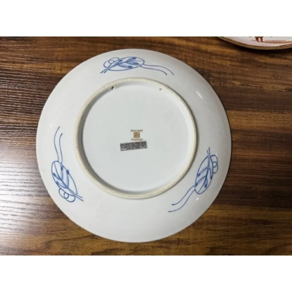 Gold Imari Hand Painted Blue Floral Flowers Red Plate 11